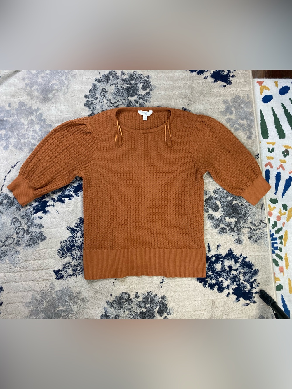Terra & Sky Men's Crewneck Textured Sweater - Rust